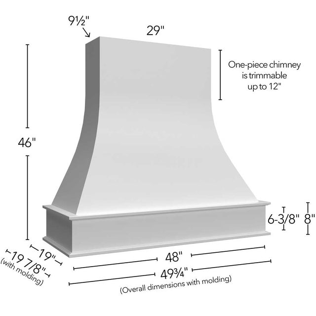 RHCA48 ( Wall | Hood Curved Artisan - 48"W X 46"H X 19-7/8"D ) | Canyon Oak