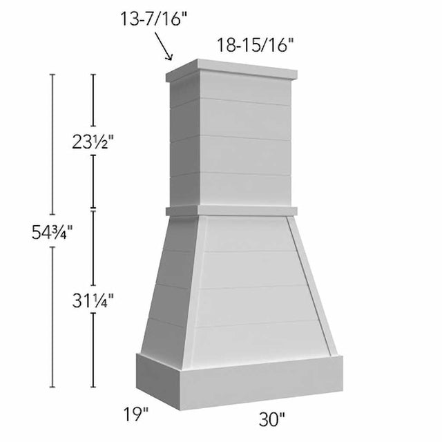 RHF30 ( Wall | Hood Farmhouse - 30"W X 54-3/4"H X 19"D ) | Canyon Oak