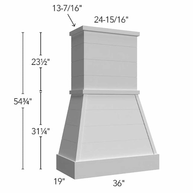 RHF36 ( Wall | Hood Farmhouse - 36"W X 54-3/4"H X 19"D ) | Canyon Oak