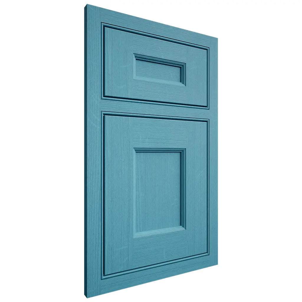 Shiloh Cabinetry Beaded Inset Aspen White Oak Quarter Sawn Aqua Door