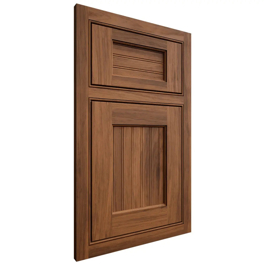 Shiloh Cabinetry Beaded Inset Beaded Century Hickory Plain Cut Burnt Sugar Door