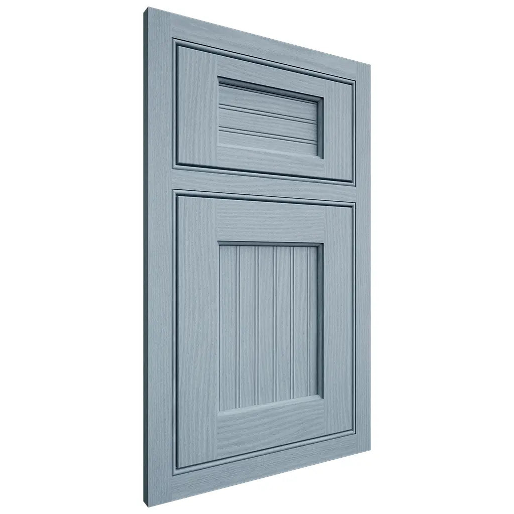 Shiloh Cabinetry Beaded Inset Beaded Century White Oak Plain Cut Sky Door