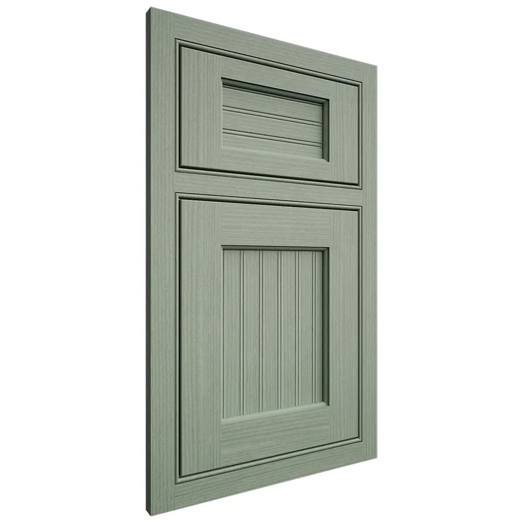 Shiloh Cabinetry Beaded Inset Beaded Century White Oak Rift Cut Moss Door