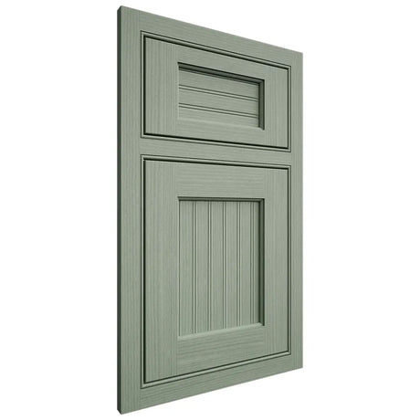 Shiloh Cabinetry Beaded Inset Beaded Century White Oak Rift Cut Moss Door