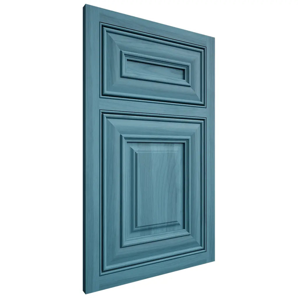 Shiloh Cabinetry Beaded Inset Bradford Hickory Plain Cut Aqua Door