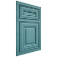 Shiloh Cabinetry Beaded Inset Bradford Red Oak Plain Cut Aqua Door
