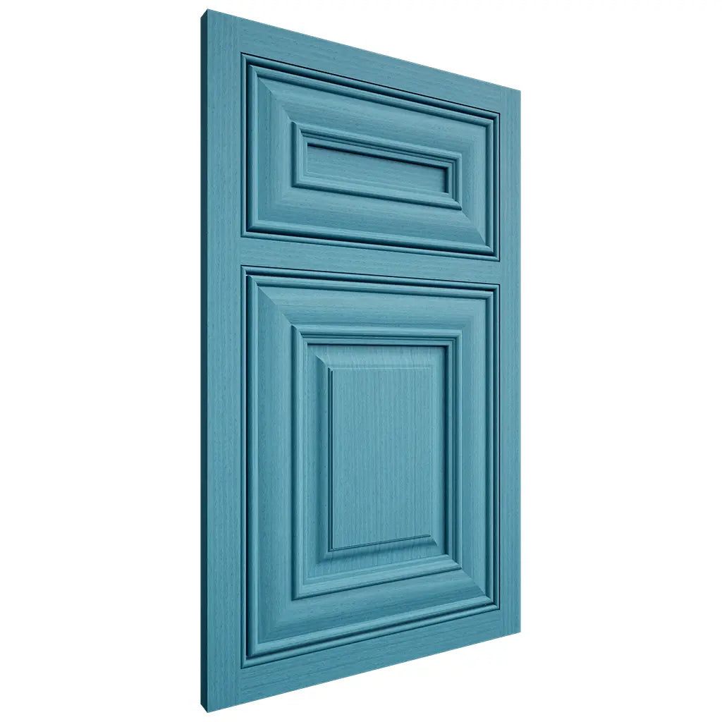 Shiloh Cabinetry Beaded Inset Bradford White Oak Rift Cut Aqua Door