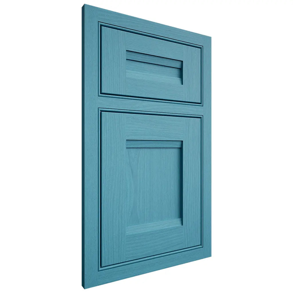 Shiloh Cabinetry Beaded Inset Bristol White Oak Plain Cut Aqua Door