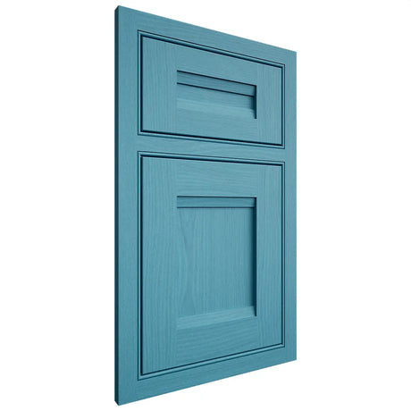 Shiloh Cabinetry Beaded Inset Bristol White Oak Plain Cut Aqua Door