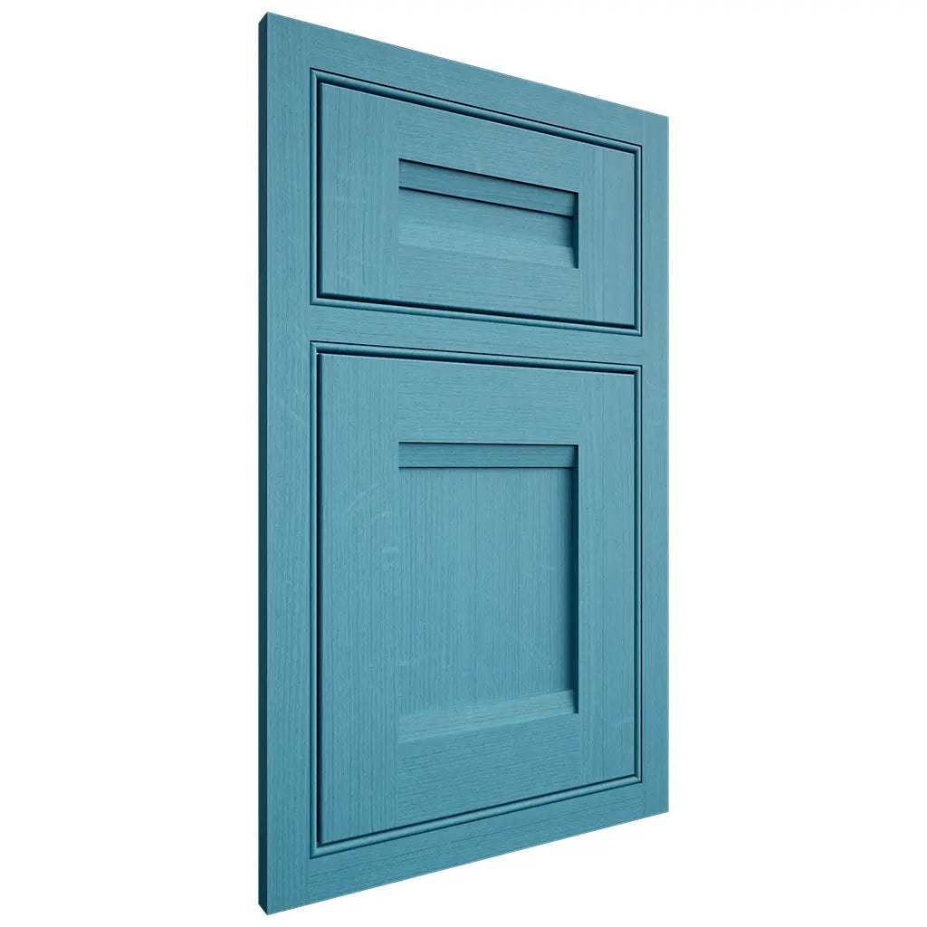 Shiloh Cabinetry Beaded Inset Bristol White Oak Quarter Sawn Aqua Door