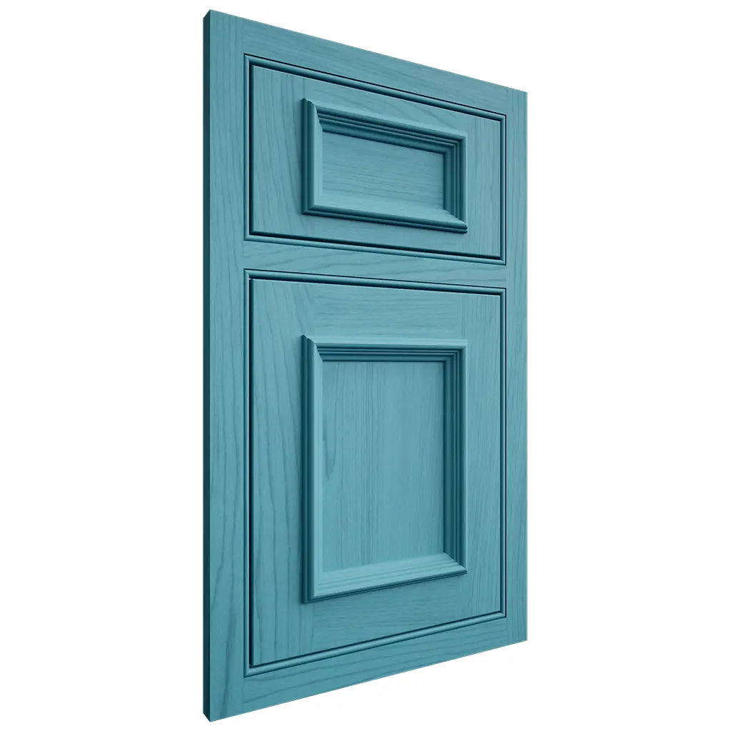 Shiloh Cabinetry Beaded Inset Charleston Alder Plain Cut Aqua Door