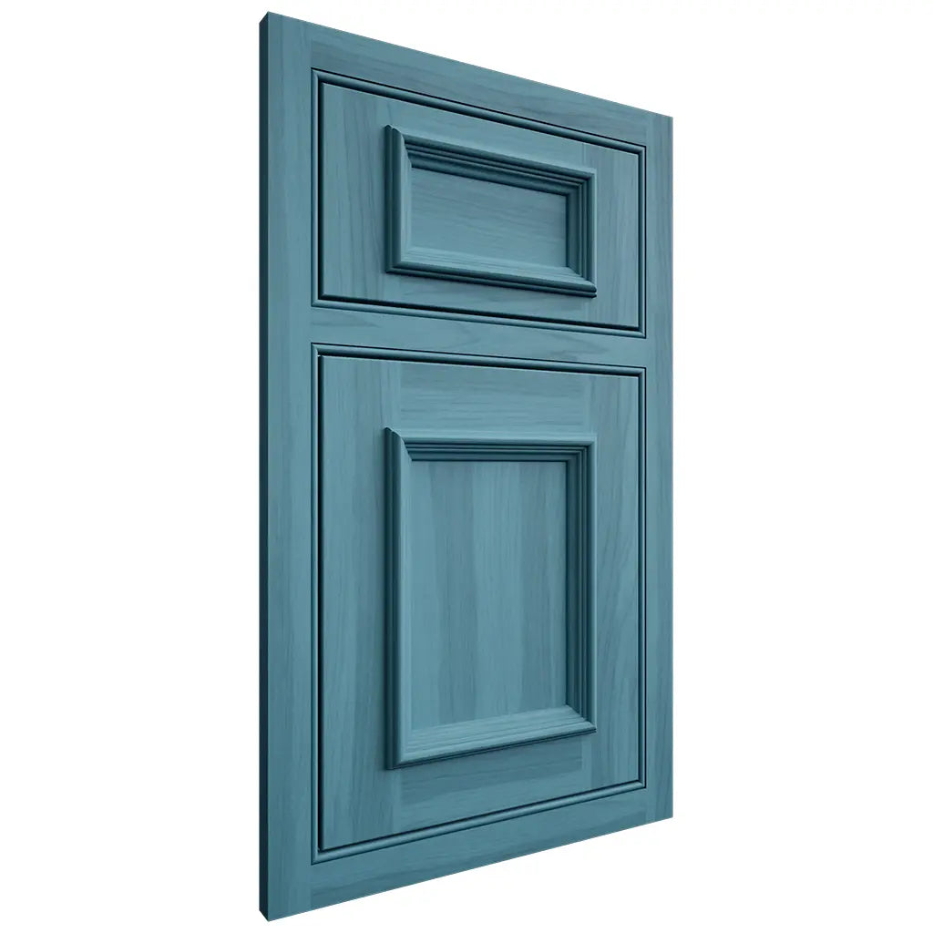 Shiloh Cabinetry Beaded Inset Charleston Hickory Plain Cut Aqua Door