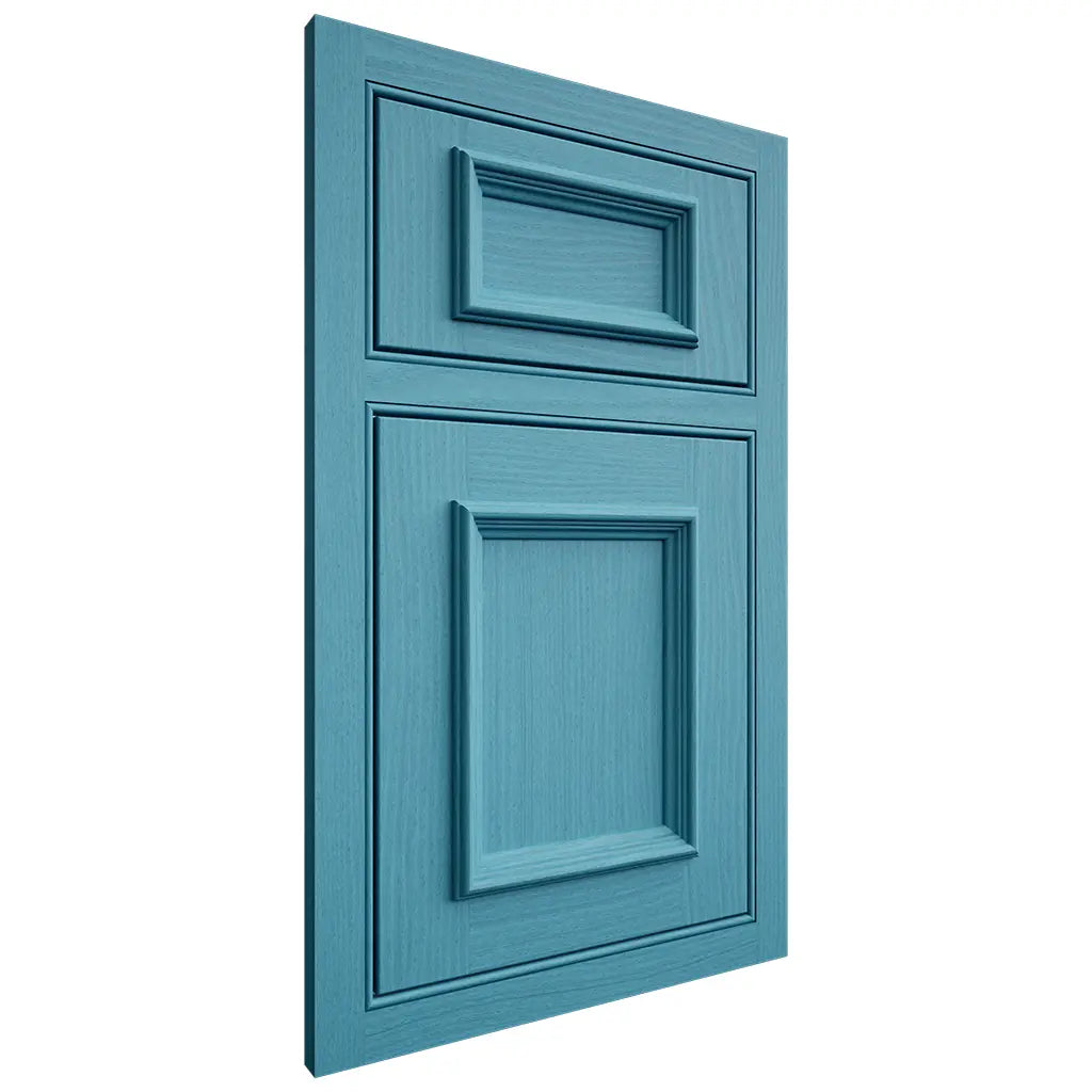 Shiloh Cabinetry Beaded Inset Charleston White Oak Plain Cut Aqua Door