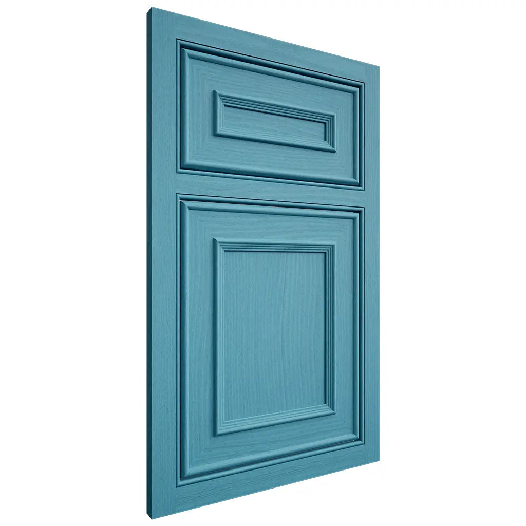 Shiloh Cabinetry Beaded Inset Dalton White Oak Plain Cut Aqua Door