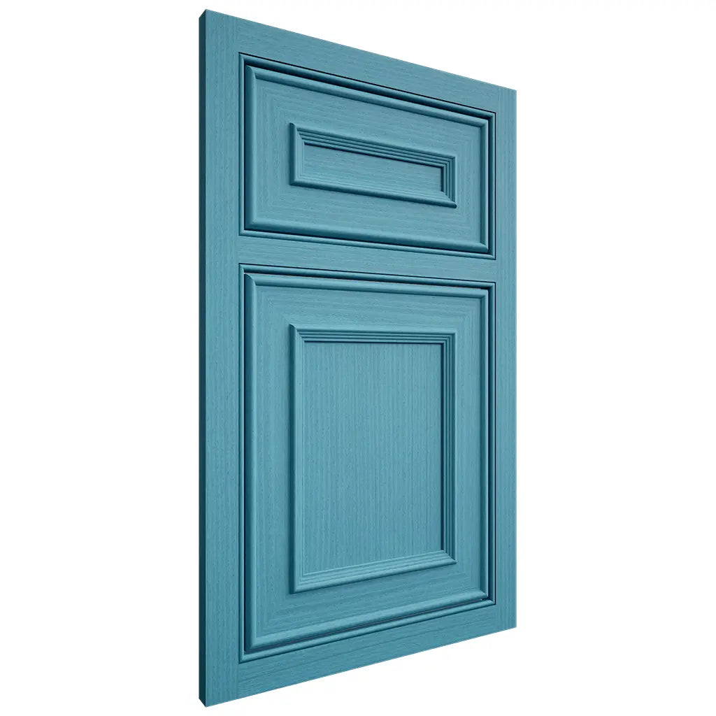 Shiloh Cabinetry Beaded Inset Dalton White Oak Rift Cut Aqua Door