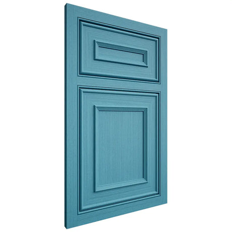 Shiloh Cabinetry Beaded Inset Dalton White Oak Rift Cut Aqua Door