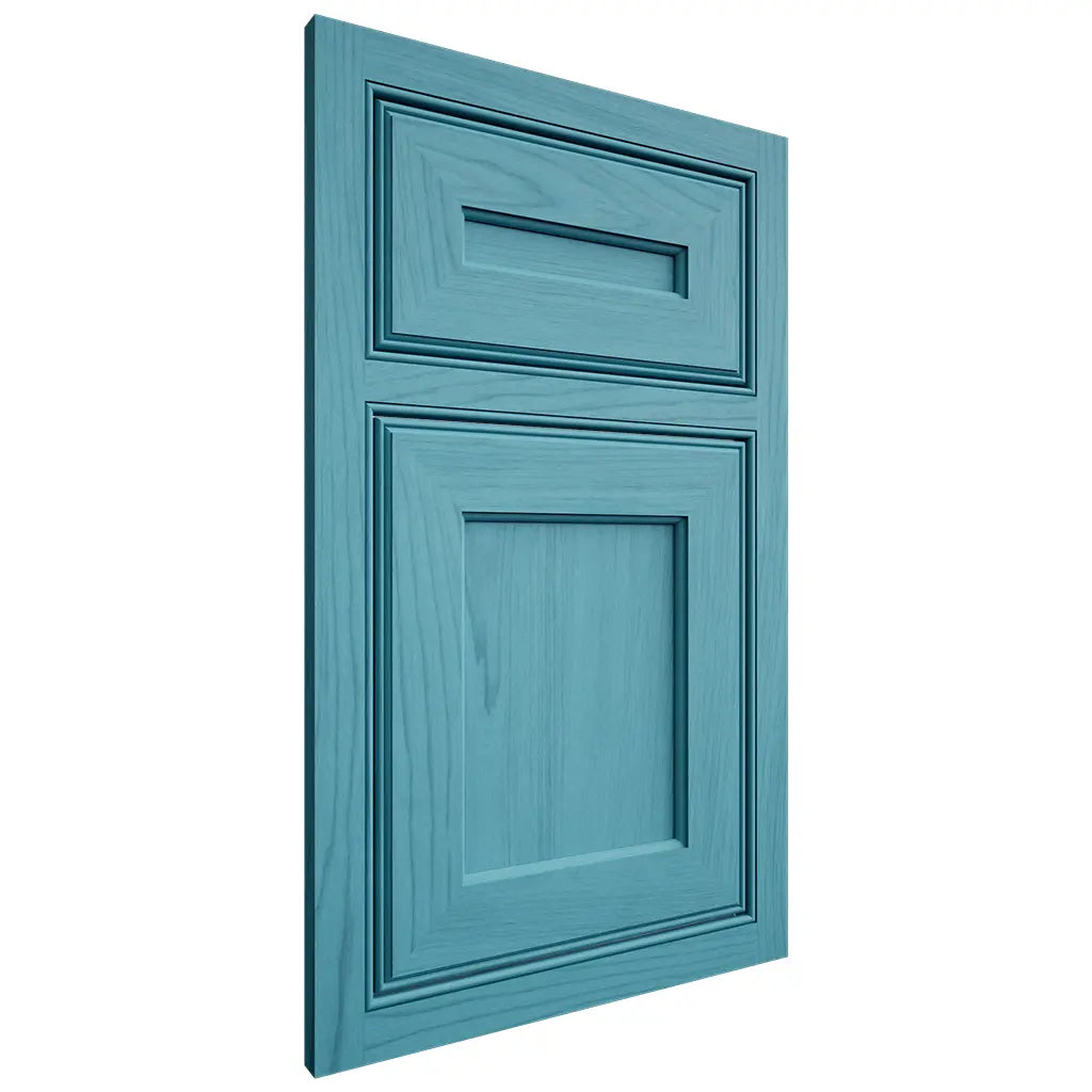 Shiloh Cabinetry Beaded Inset Essex Alder Plain Cut Aqua Door