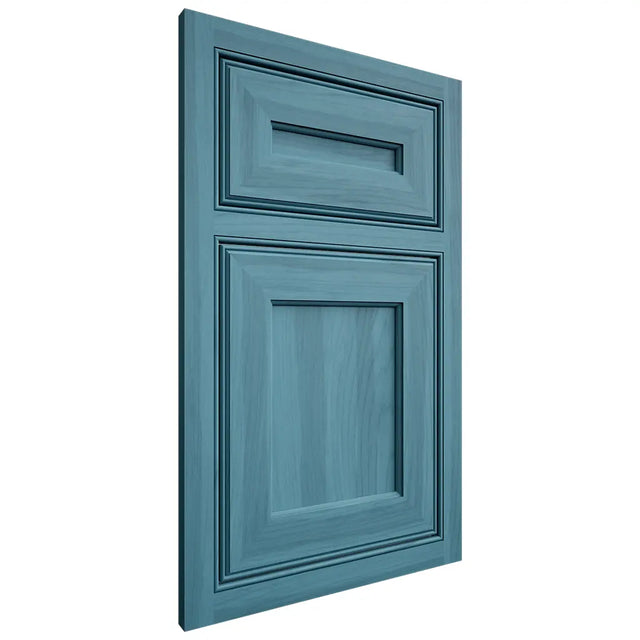 Shiloh Cabinetry Beaded Inset Essex Hickory Plain Cut Aqua Door