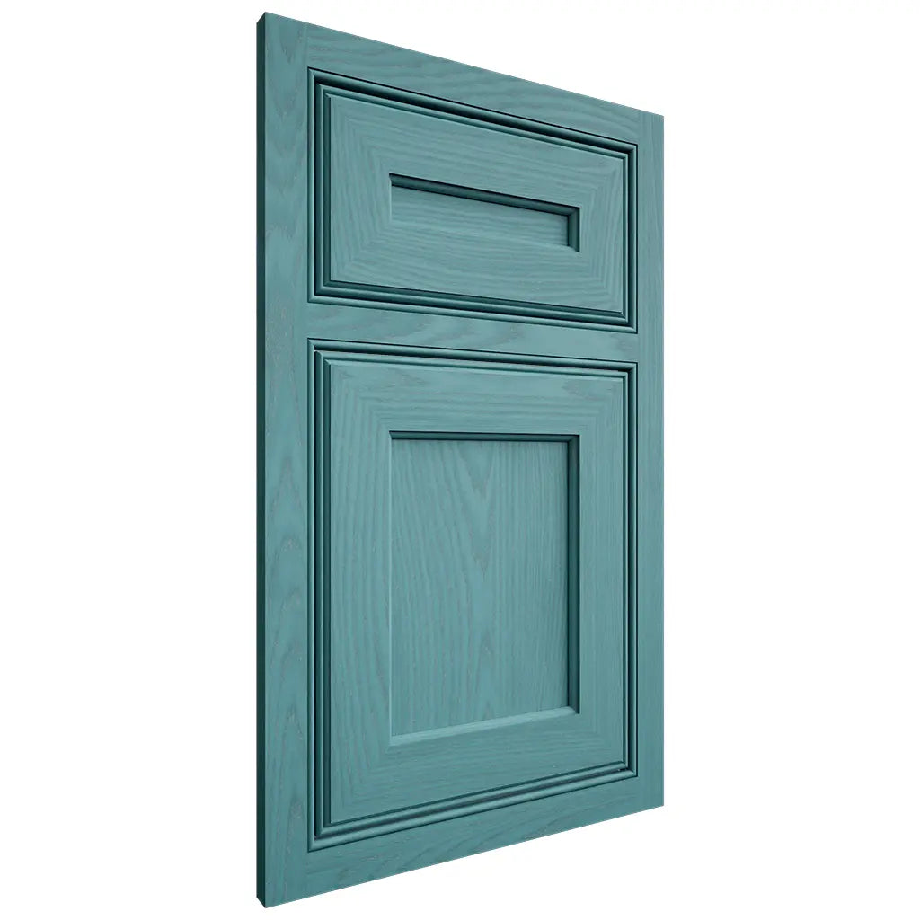 Shiloh Cabinetry Beaded Inset Essex Red Oak Plain Cut Aqua Door