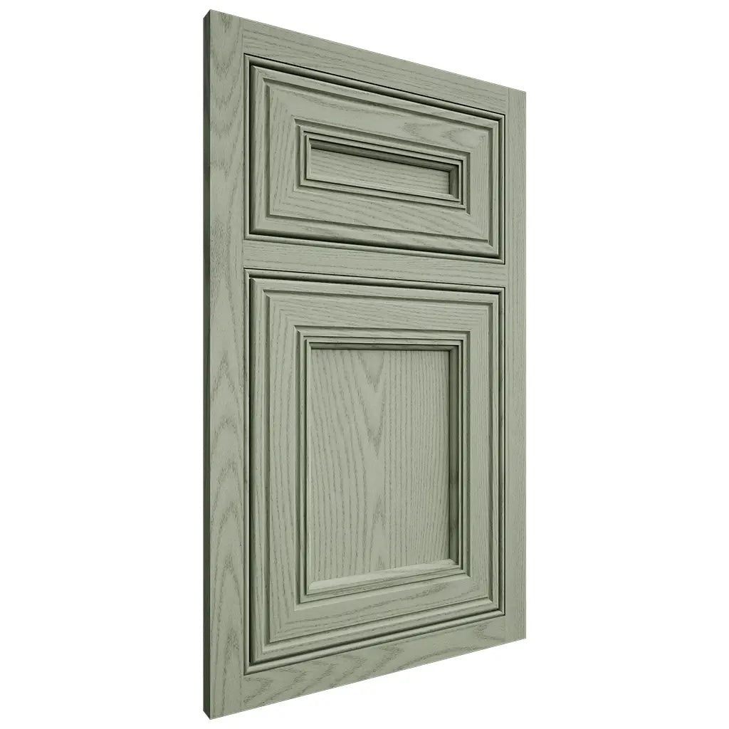 Shiloh Cabinetry Beaded Inset Glenbrook Red Oak Plain Cut Moss Door