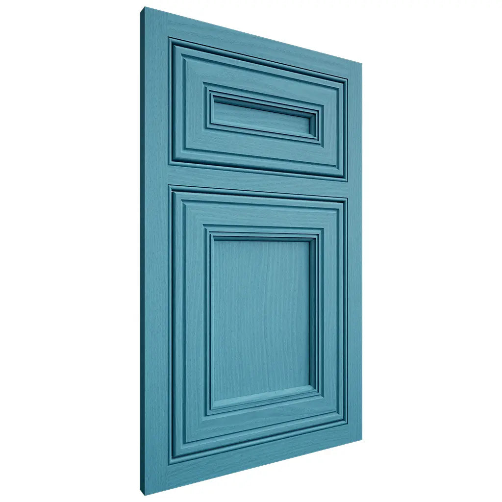 Shiloh Cabinetry Beaded Inset Glenbrook White Oak Plain Cut Aqua Door