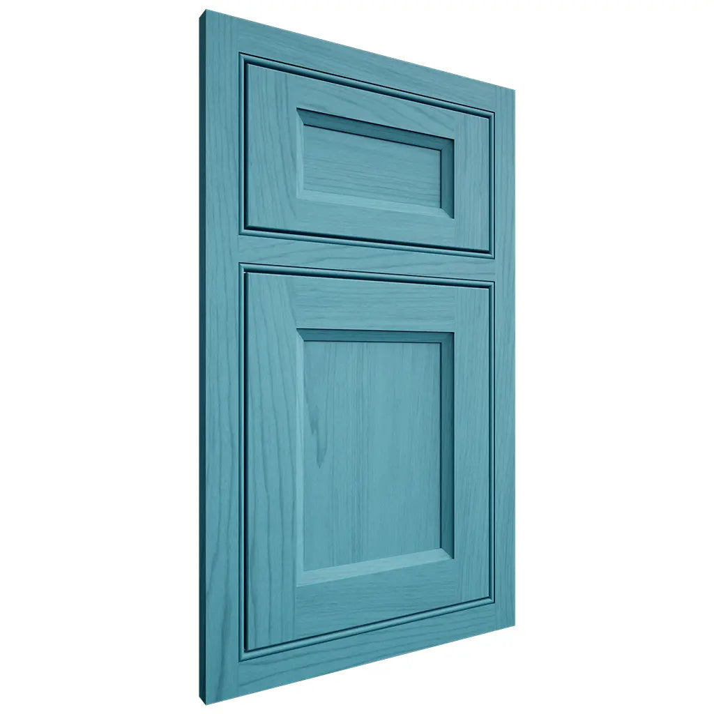 Shiloh Cabinetry Beaded Inset Greensboro Alder Plain Cut Aqua Door
