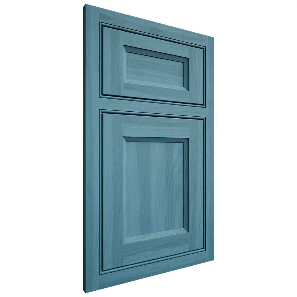 Shiloh Cabinetry Beaded Inset Greensboro Hickory Plain Cut Aqua Door