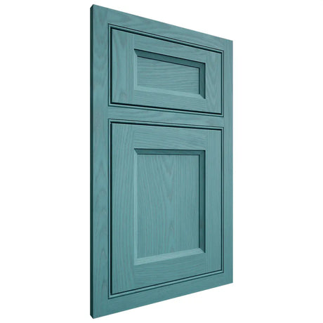 Shiloh Cabinetry Beaded Inset Greensboro Red Oak Plain Cut Aqua Door