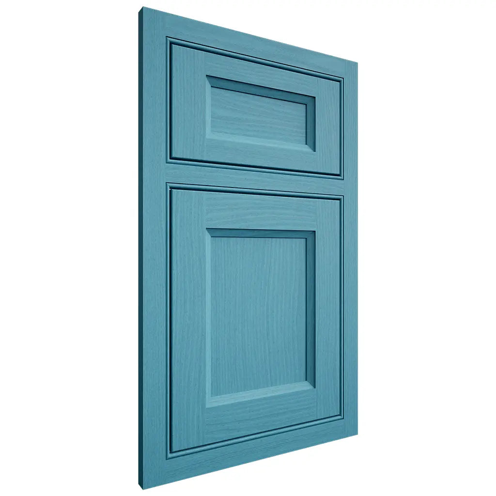 Shiloh Cabinetry Beaded Inset Greensboro White Oak Plain Cut Aqua Door