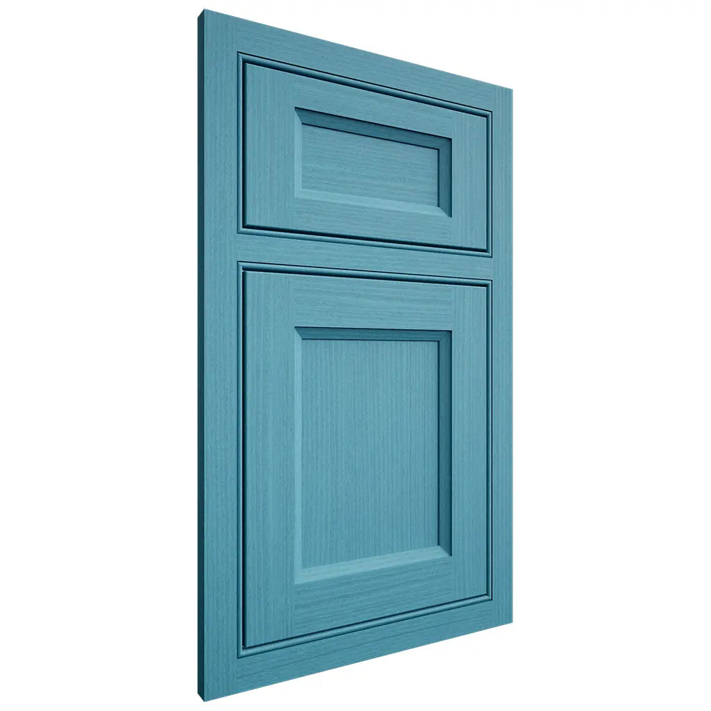 Shiloh Cabinetry Beaded Inset Greensboro White Oak Rift Cut Aqua Door