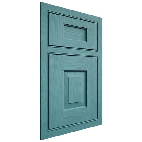 Shiloh Cabinetry Beaded Inset Hamlin Red Oak Plain Cut Aqua Door