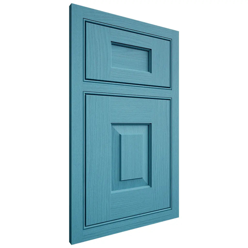Shiloh Cabinetry Beaded Inset Hamlin White Oak Plain Cut Aqua Door