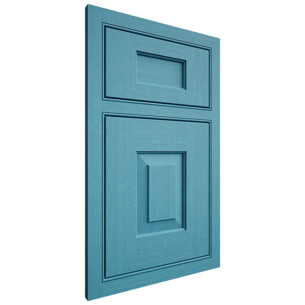 Shiloh Cabinetry Beaded Inset Hamlin White Oak Quarter Sawn Aqua Door