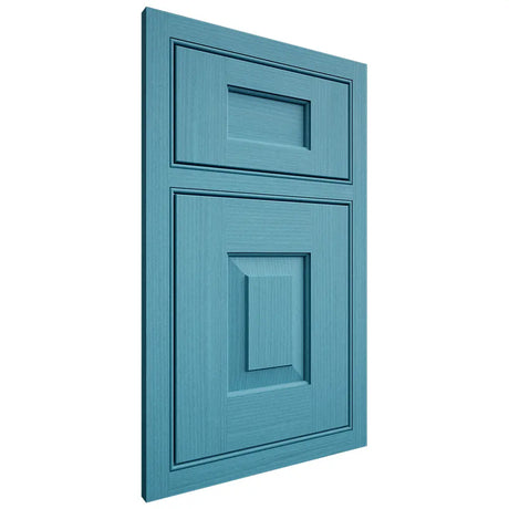 Shiloh Cabinetry Beaded Inset Hamlin White Oak Rift Cut Aqua Door