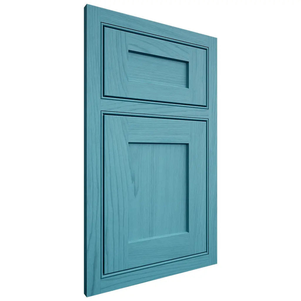 Shiloh Cabinetry Beaded Inset Hanover Alder Plain Cut Aqua Door