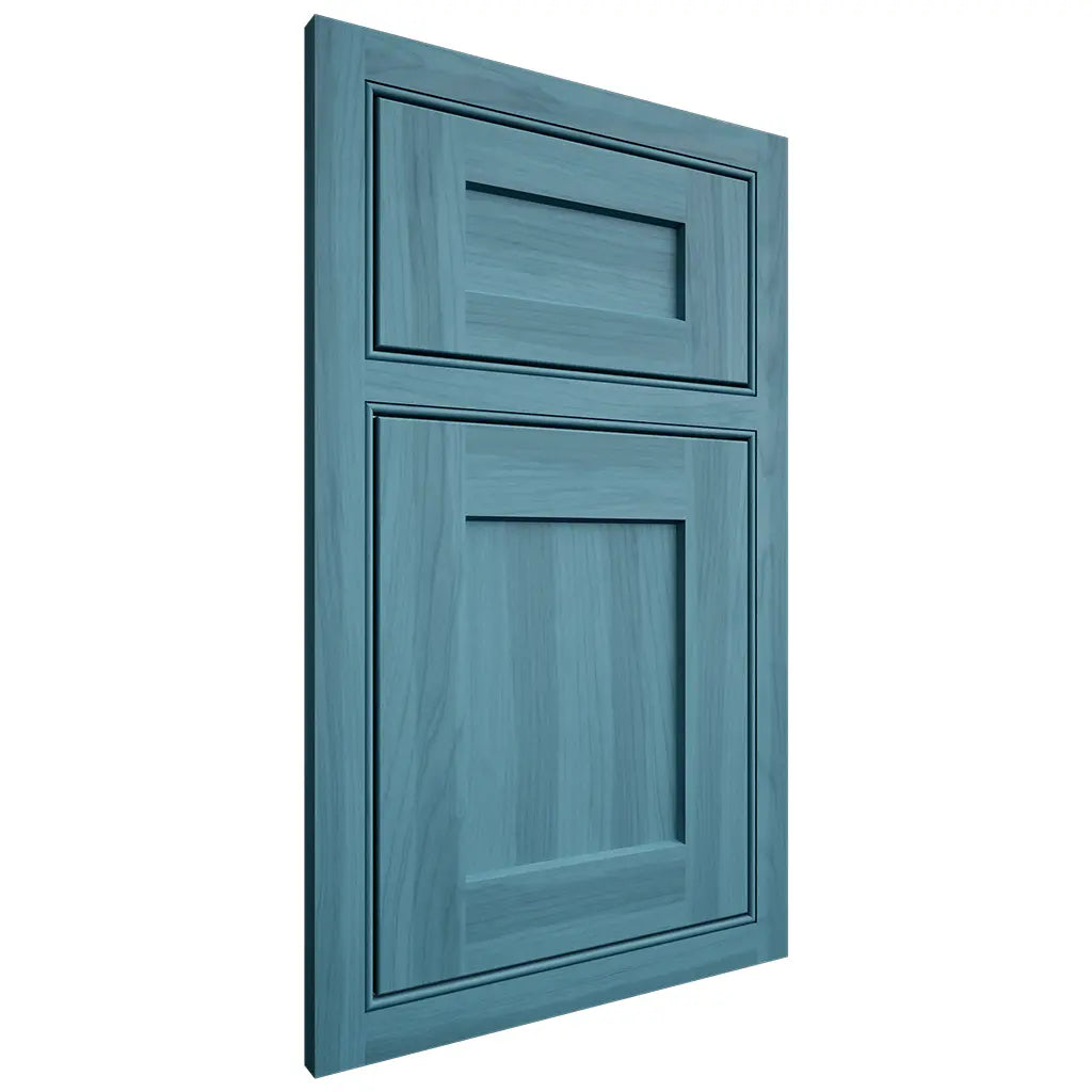 Shiloh Cabinetry Beaded Inset Hanover Hickory Plain Cut Aqua Door