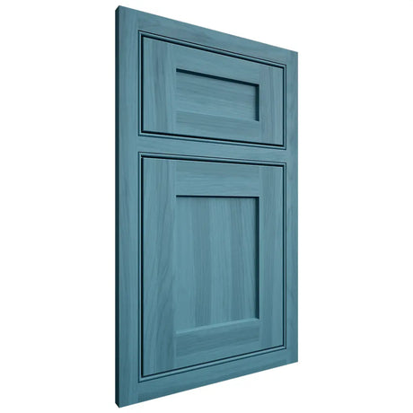 Shiloh Cabinetry Beaded Inset Hanover Hickory Plain Cut Aqua Door