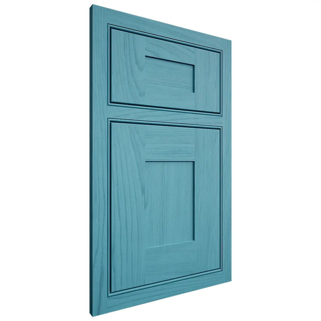 Shiloh Cabinetry Beaded Inset Hartford Alder Plain Cut Aqua Door