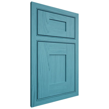 Shiloh Cabinetry Beaded Inset Hartford Alder Plain Cut Aqua Door