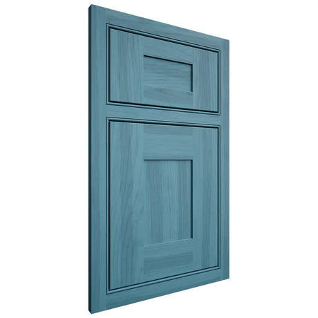 Shiloh Cabinetry Beaded Inset Hartford Hickory Plain Cut Aqua Door