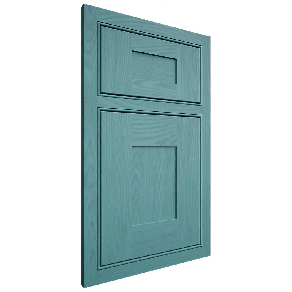 Shiloh Cabinetry Beaded Inset Hartford Red Oak Plain Cut Aqua Door