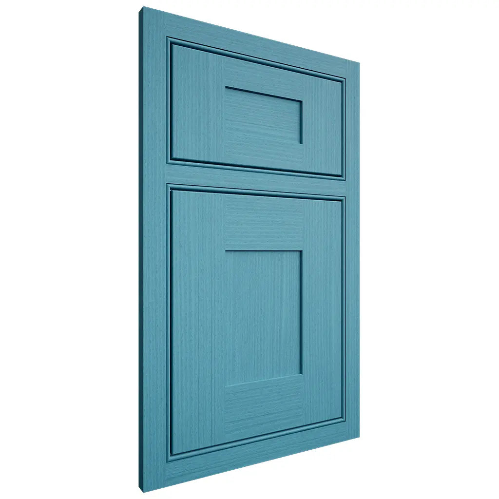 Shiloh Cabinetry Beaded Inset Hartford White Oak Rift Cut Aqua Door