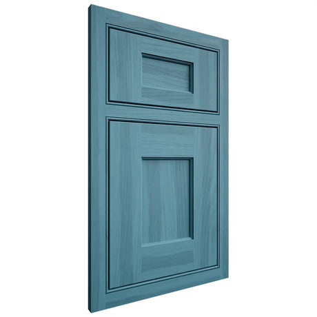 Shiloh Cabinetry Beaded Inset Heritage Hickory Plain Cut Aqua Door