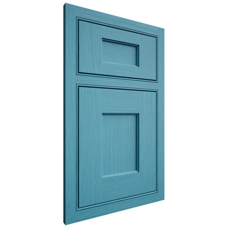 Shiloh Cabinetry Beaded Inset Heritage White Oak Plain Cut Aqua Door
