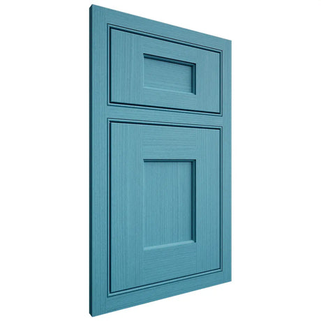 Shiloh Cabinetry Beaded Inset Heritage White Oak Rift Cut Aqua Door