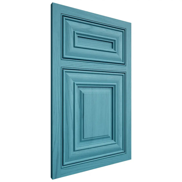 Shiloh Cabinetry Beaded Inset Kendall Alder Plain Cut Aqua Door