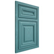 Shiloh Cabinetry Beaded Inset Kendall Red Oak Plain Cut Aqua Door