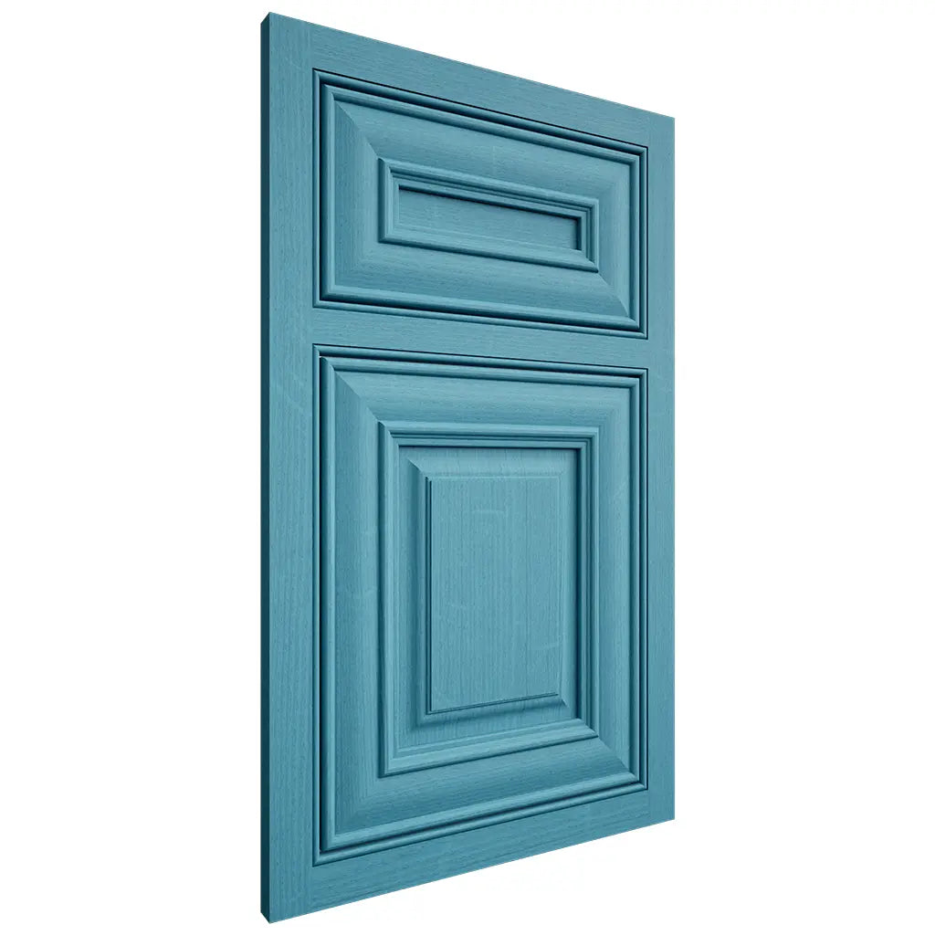 Shiloh Cabinetry Beaded Inset Kendall White Oak Quarter Sawn Aqua Door