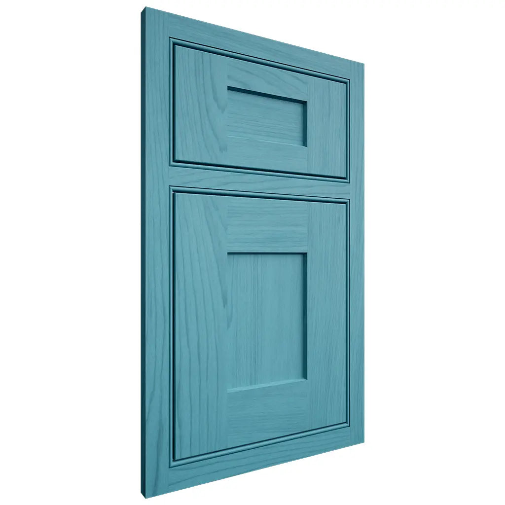 Shiloh Cabinetry Beaded Inset Lancaster Alder Plain Cut Aqua Door