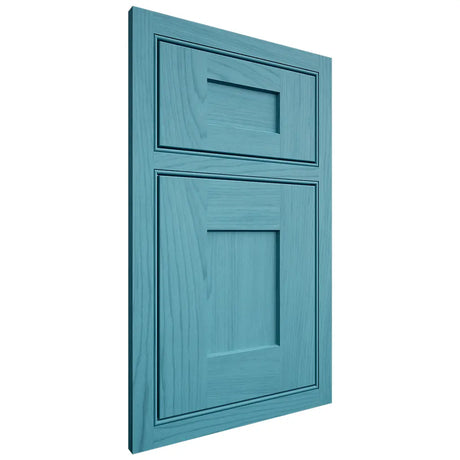 Shiloh Cabinetry Beaded Inset Lancaster Alder Plain Cut Aqua Door